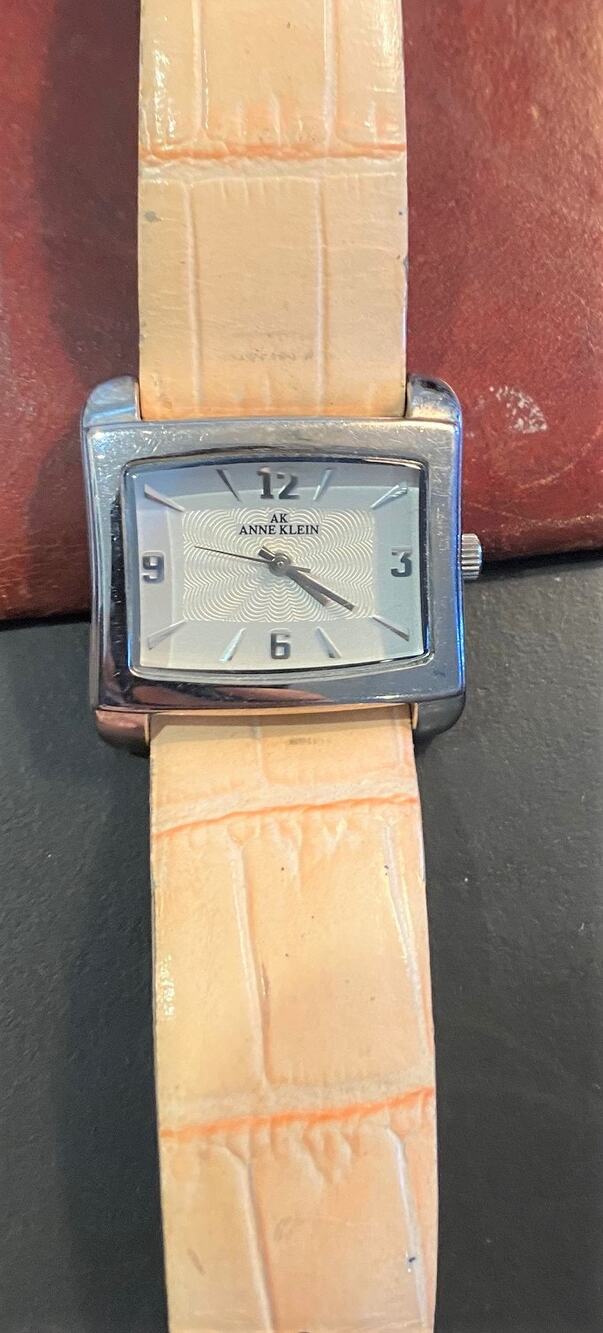 Women's 43mm Silver Tone Anne Klein Watch, Leather Band